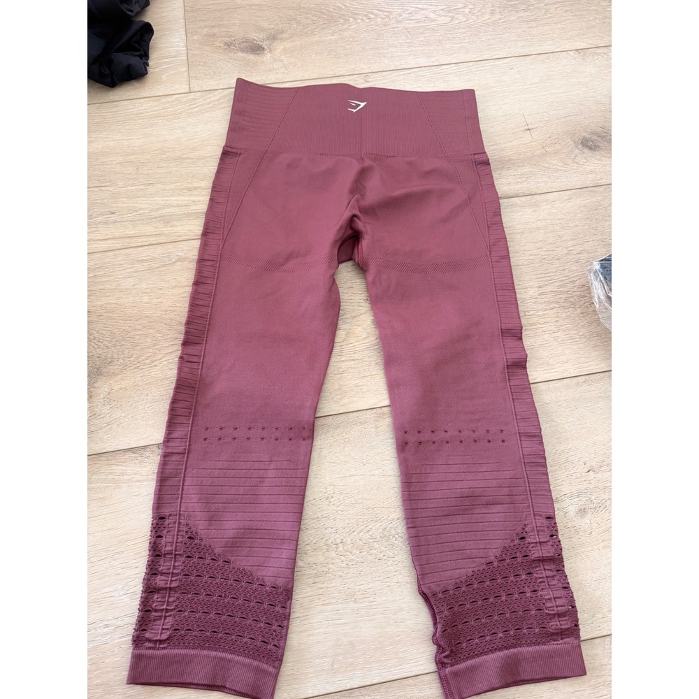 Gymshark Energy Seamless Cropped Leggings Berry Purple High Waist Tights 229 - Picture 3 of 4